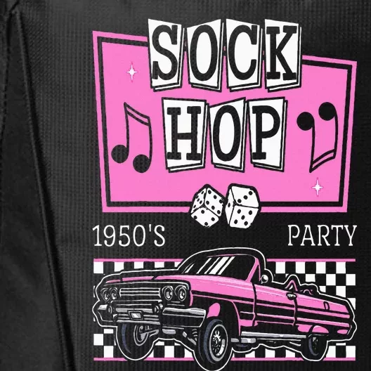 Retro Hop Sock 50s Rock Roll Party Pink Classic Theme City Backpack