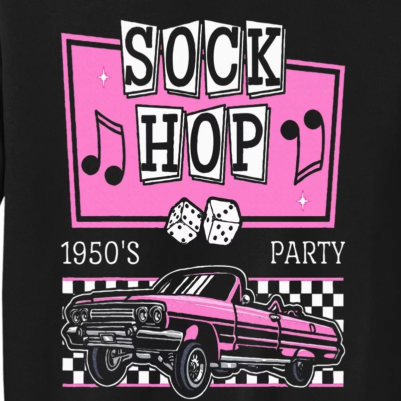 Retro Hop Sock 50s Rock Roll Party Pink Classic Theme Tall Sweatshirt