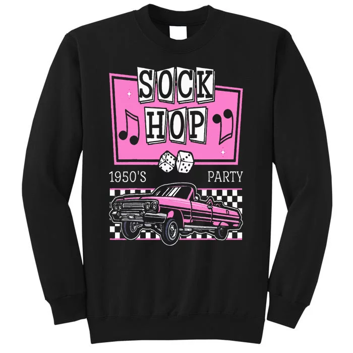 Retro Hop Sock 50s Rock Roll Party Pink Classic Theme Tall Sweatshirt