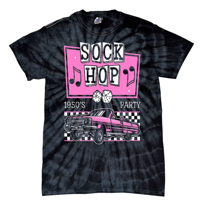 Retro Hop Sock 50s Rock Roll Party Pink Classic Theme Tie-Dye T-Shirt