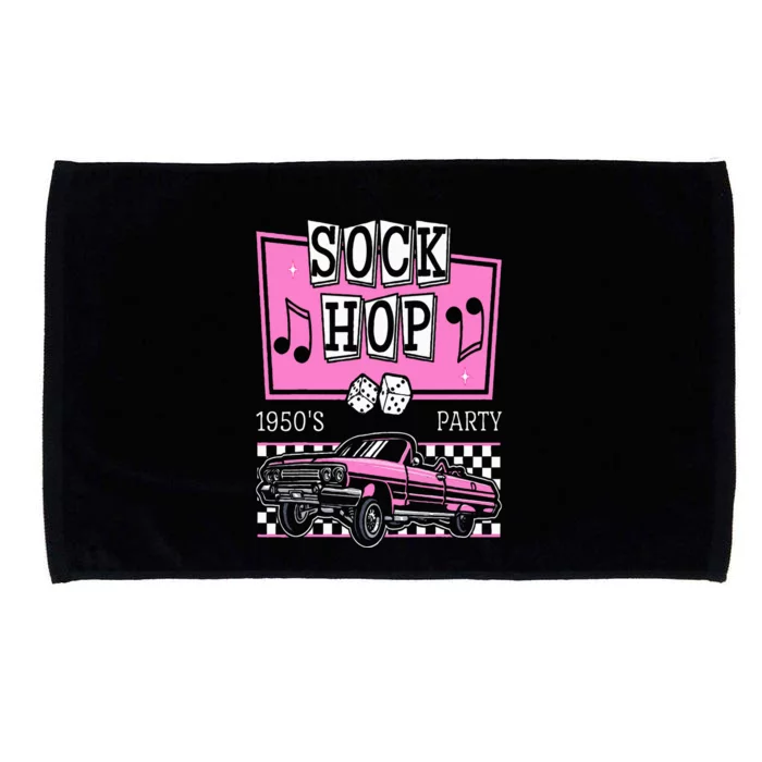 Retro Hop Sock 50s Rock Roll Party Pink Classic Theme Microfiber Hand Towel