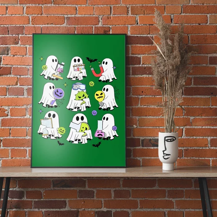 Retro Halloween Science Teacher Ghost Laboratory Teacher Poster