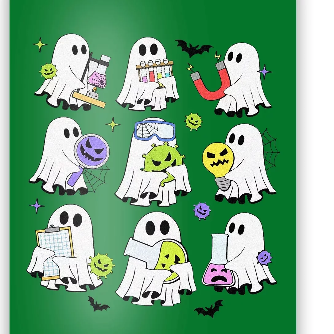 Retro Halloween Science Teacher Ghost Laboratory Teacher Poster