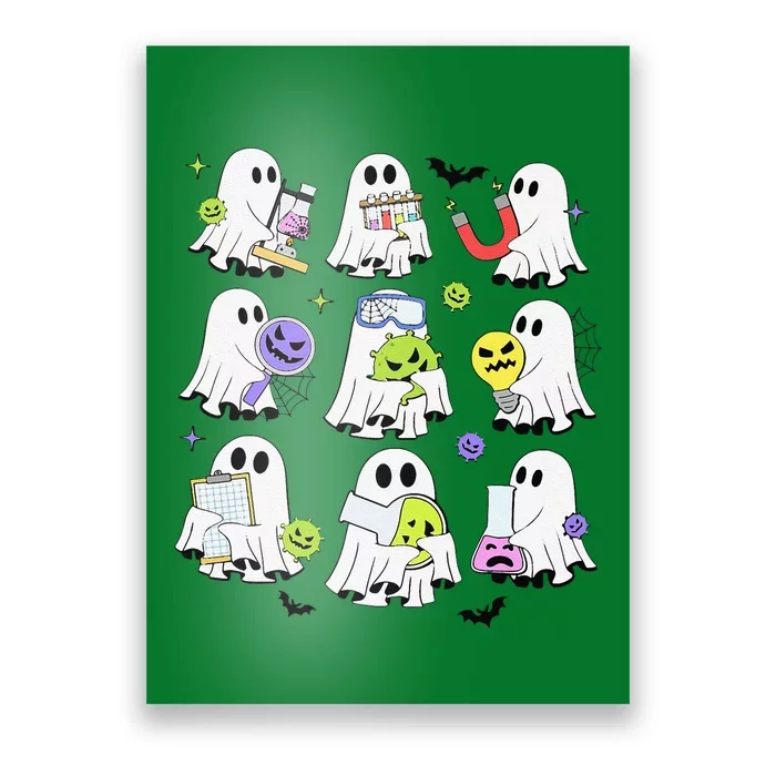 Retro Halloween Science Teacher Ghost Laboratory Teacher Poster