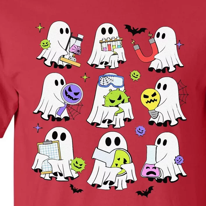 Retro Halloween Science Teacher Ghost Laboratory Teacher Tall T-Shirt