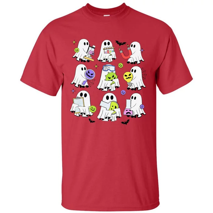 Retro Halloween Science Teacher Ghost Laboratory Teacher Tall T-Shirt