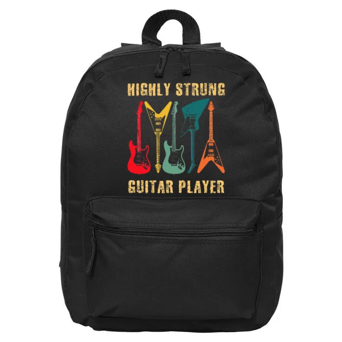 Retro Highly Strung Funny Lead Bass Guitarist Humor 16 in Basic Backpack