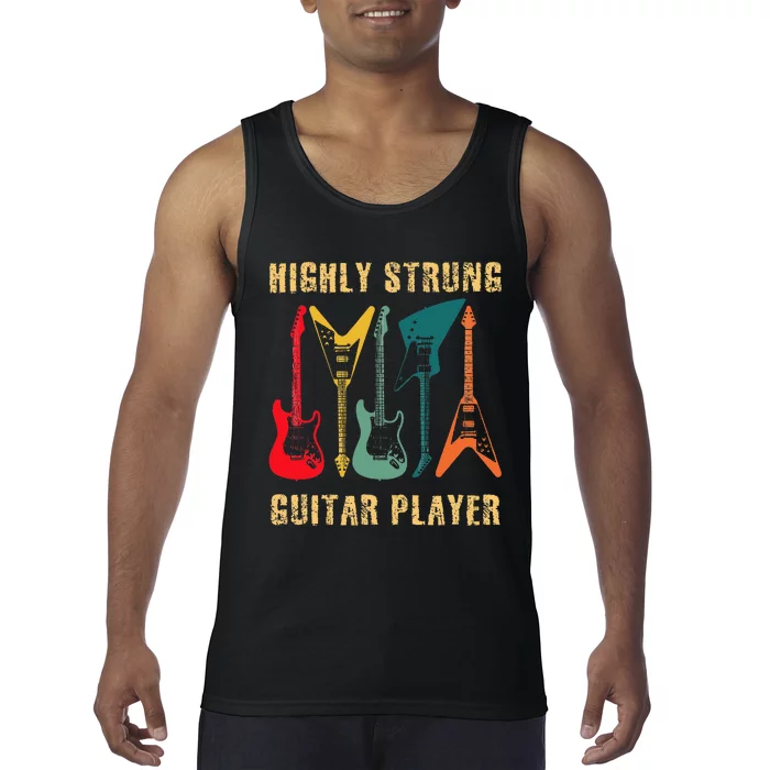 Retro Highly Strung Funny Lead Bass Guitarist Humor Tank Top