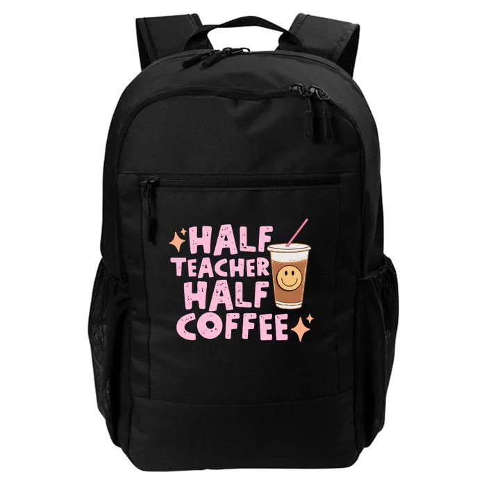 Retro Half Teacher Half Coffee Cute Coffee Lover Teacher Back To School Daily Commute Backpack