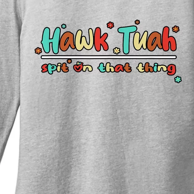 Retro Hawk Tuah Spit On That Thing Gift Womens CVC Long Sleeve Shirt