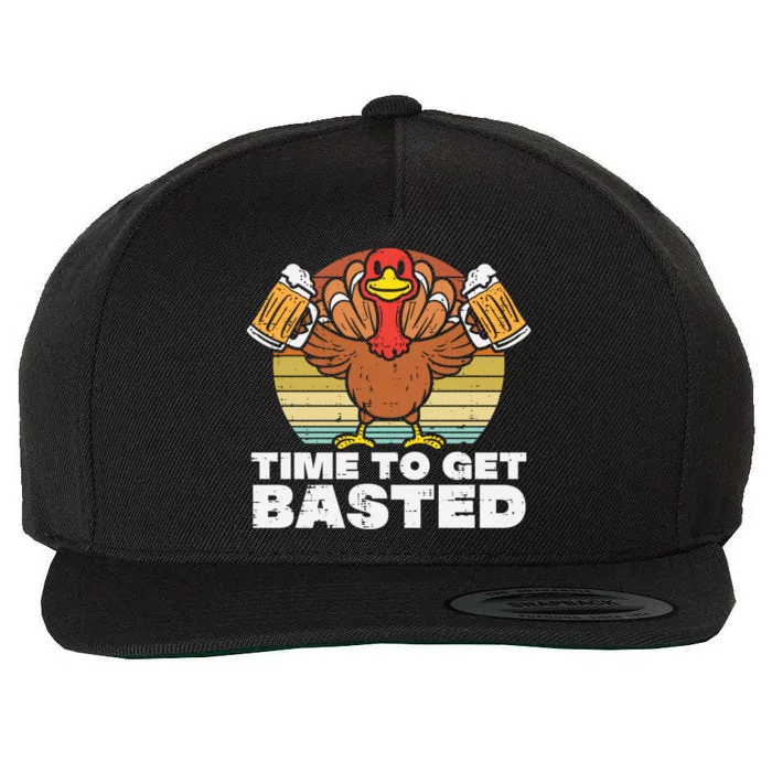 Retro Happy Thanksgiving Turkey Time To Get Basted Wool Snapback Cap