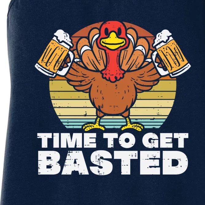 Retro Happy Thanksgiving Turkey Time To Get Basted Women's Racerback Tank