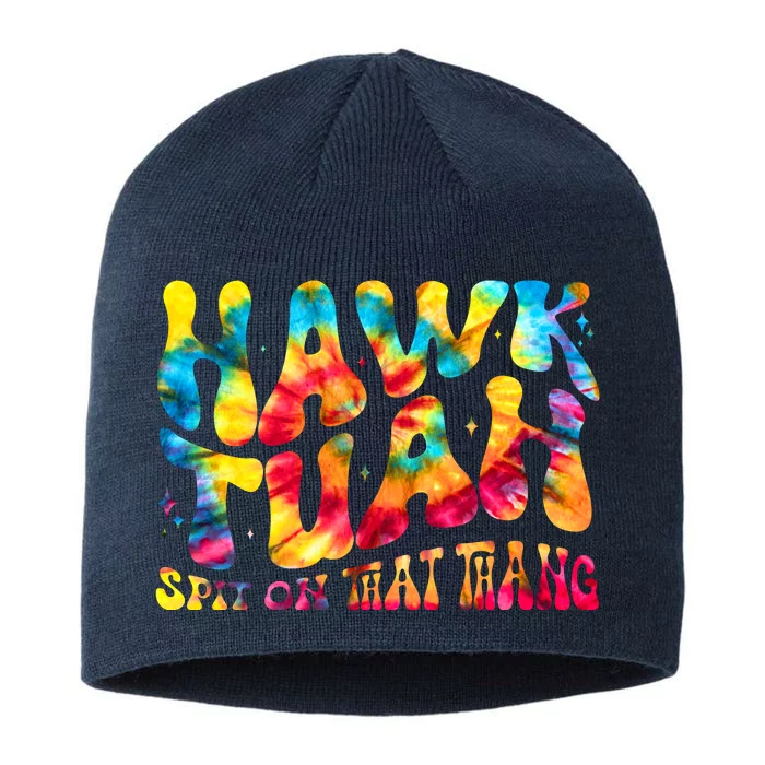 Retro Hippie Tie Dye Hawk Tuah Spit On That Thang 8 1/2in Sustainable Knit Beanie