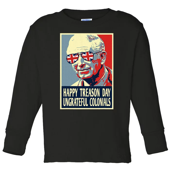 Retro Happy Treason Day 4th Of July British Colonials Flag Toddler Long Sleeve Shirt