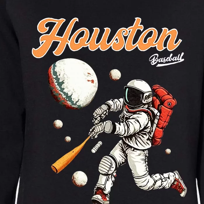 Retro Houston Texas Baseball Astronaut Womens California Wash Sweatshirt