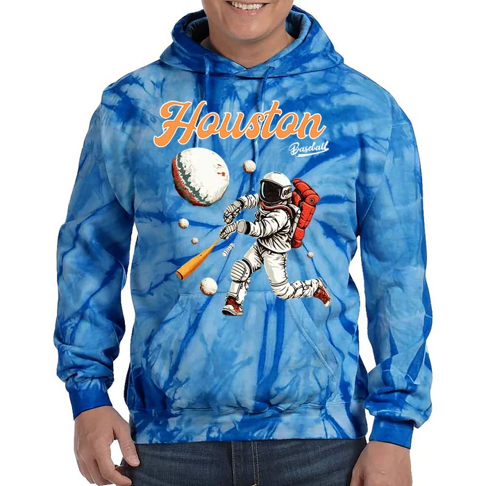 Retro Houston Texas Baseball Astronaut Tie Dye Hoodie