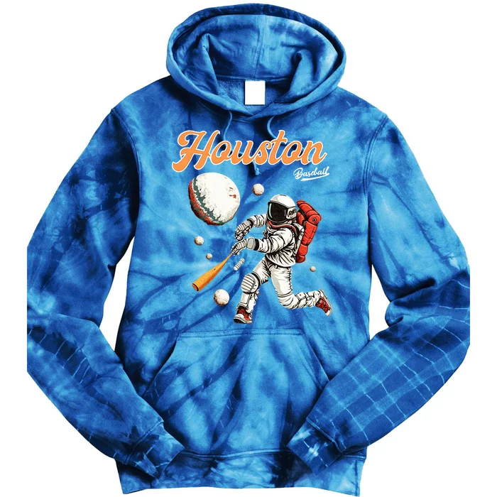 Retro Houston Texas Baseball Astronaut Tie Dye Hoodie