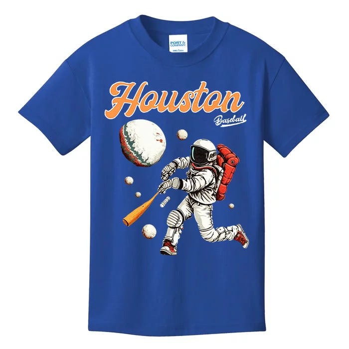 Retro Houston Texas Baseball Astronaut Kids T-Shirt