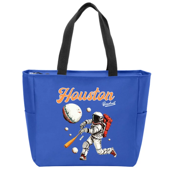 Retro Houston Texas Baseball Astronaut Zip Tote Bag