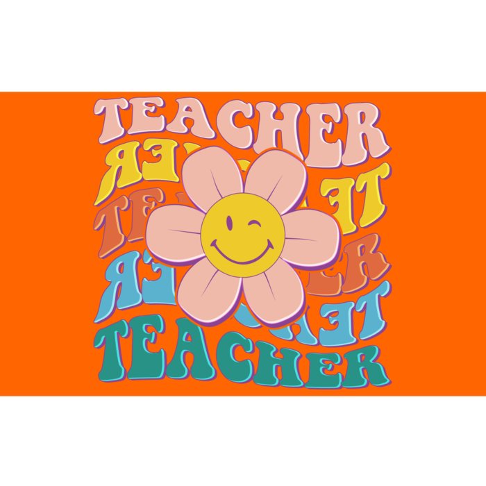 Retro Hippie Teacher Flower Smiley Emoji Bumper Sticker