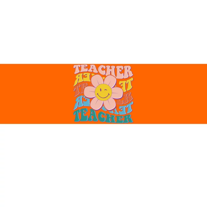 Retro Hippie Teacher Flower Smiley Emoji Bumper Sticker