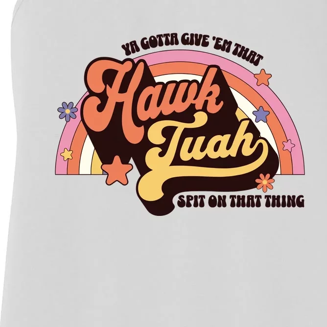 Rainbow Hawk Tuah Spit On That Thing Women's Racerback Tank