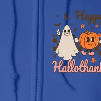 Retro Halloween Thanksgiving Christmas Happy Hallothanksmas Funny Gift Full Zip Hoodie