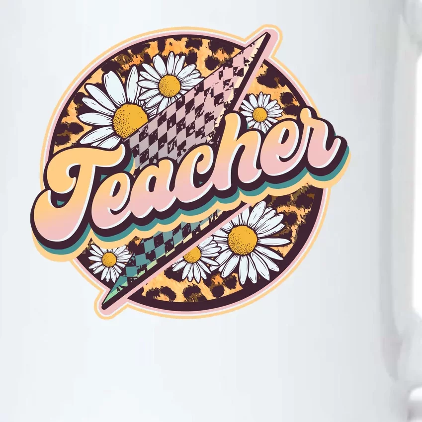 Retro Hippie Teacher Black Color Changing Mug