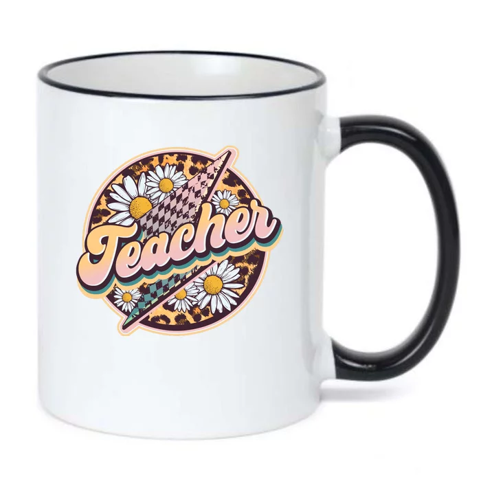 Retro Hippie Teacher Black Color Changing Mug