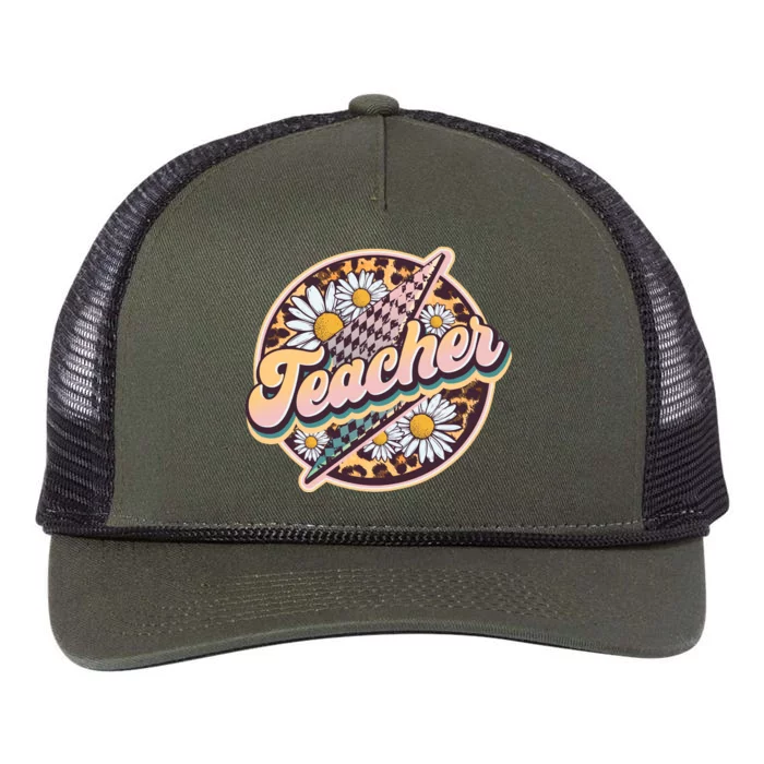 Retro Hippie Teacher Retro Rope Trucker Hat Cap