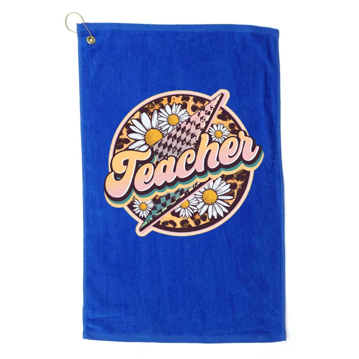 Retro Hippie Teacher Platinum Collection Golf Towel