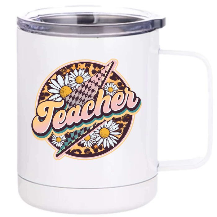 Retro Hippie Teacher Front & Back 12oz Stainless Steel Tumbler Cup