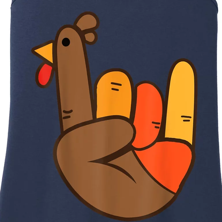 Rocker Hand Turkey Rock Funny Thanksgiving Ladies Essential Tank