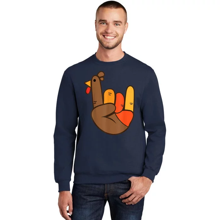 Rocker Hand Turkey Rock Funny Thanksgiving Tall Sweatshirt