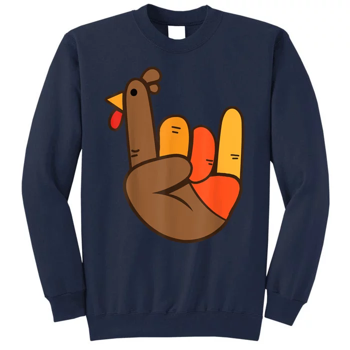 Rocker Hand Turkey Rock Funny Thanksgiving Tall Sweatshirt