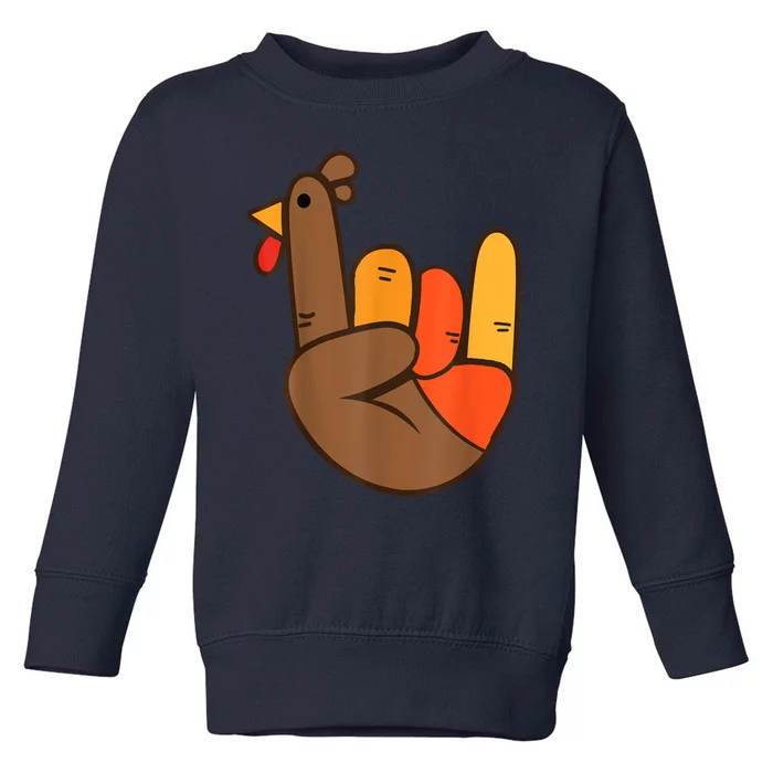 Rocker Hand Turkey Rock Funny Thanksgiving Toddler Sweatshirt