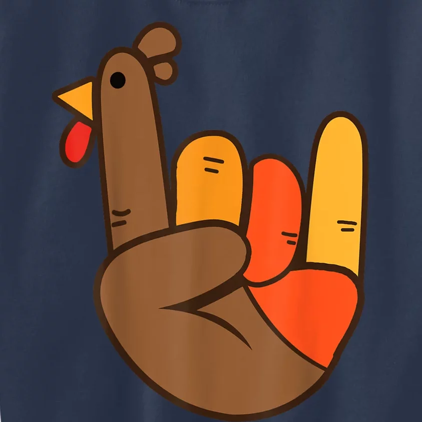 Rocker Hand Turkey Rock Funny Thanksgiving Kids Sweatshirt