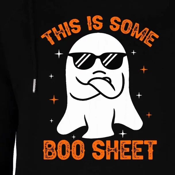 Retro Halloween This Is Some Boo Sheet Ghost Costume Gift Womens Funnel Neck Pullover Hood