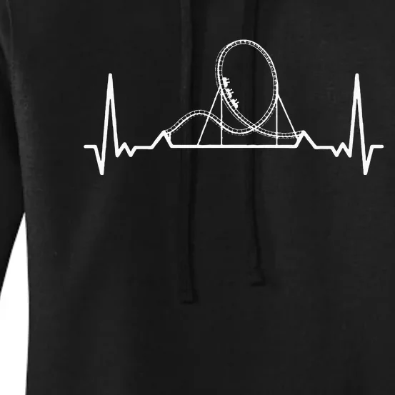 Rollercoaster Heartbeat Theme Park Lover Women's Pullover Hoodie