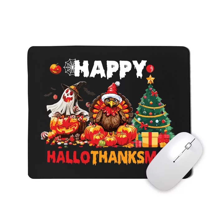 Retro Halloween Thanksgiving Christmas Happy Hallothanksmas Mousepad