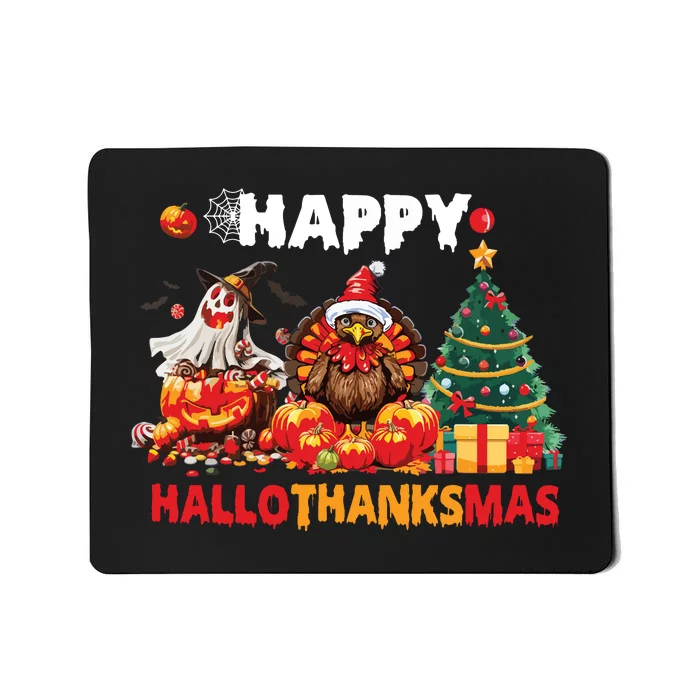 Retro Halloween Thanksgiving Christmas Happy Hallothanksmas Mousepad