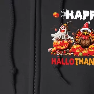 Retro Halloween Thanksgiving Christmas Happy Hallothanksmas Full Zip Hoodie