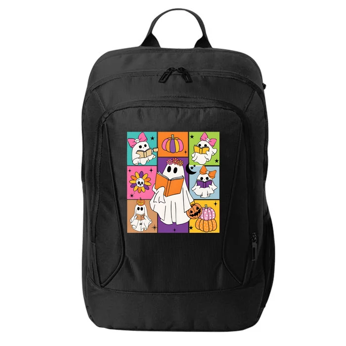 Retro Halloween Teacher Cute Ghost Ghoul Book Lover City Backpack