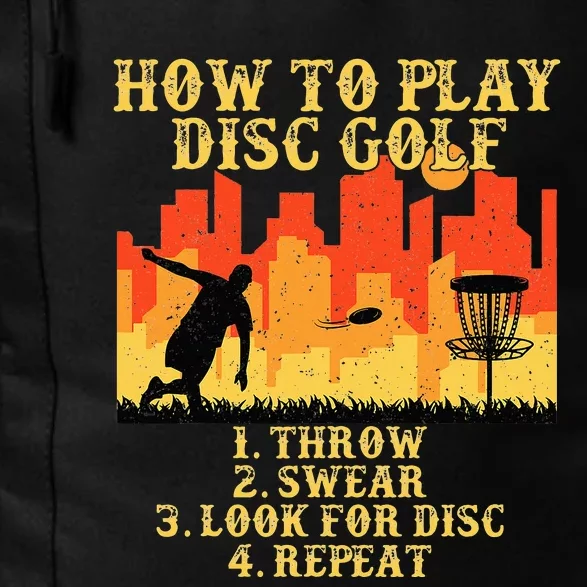 retro How To Play Disc Golf Player Flying Golfer Daily Commute Backpack