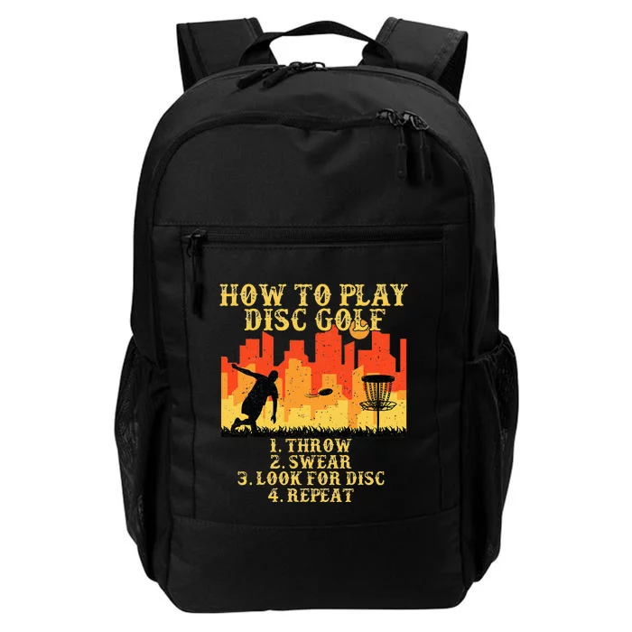 retro How To Play Disc Golf Player Flying Golfer Daily Commute Backpack