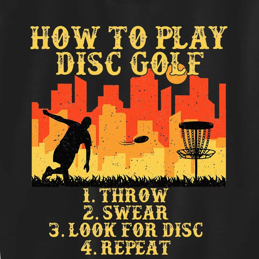 retro How To Play Disc Golf Player Flying Golfer Kids Sweatshirt