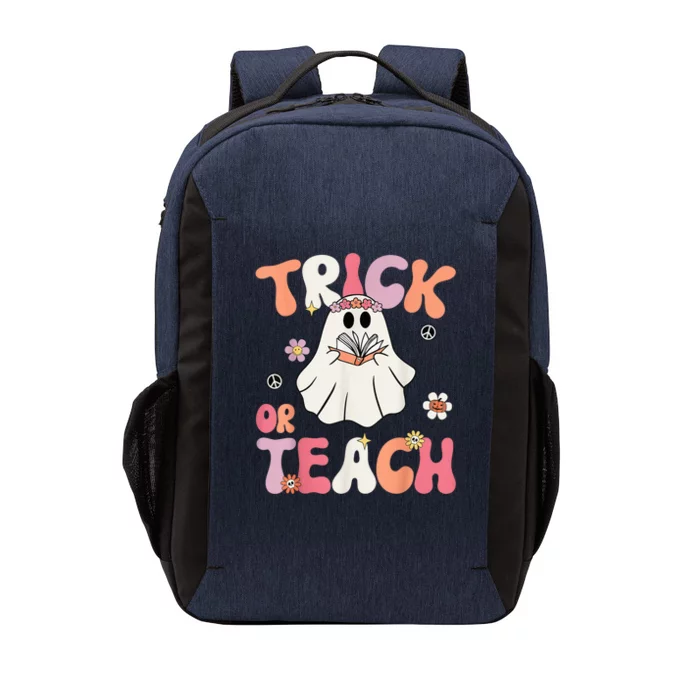 Retro Halloween Trick or Teach Retro Floral Ghost Teacher Vector Backpack