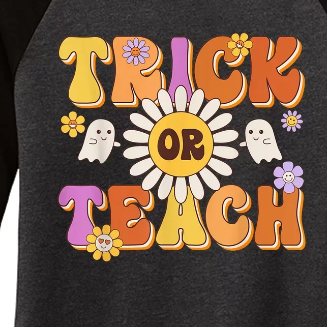 Retro Halloween Trick Or Teach Teacher Halloween Costume Women's Tri-Blend 3/4-Sleeve Raglan Shirt