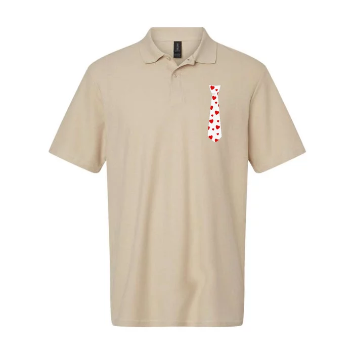 Red Hearts Tie Valentines Day Softstyle Adult Sport Polo