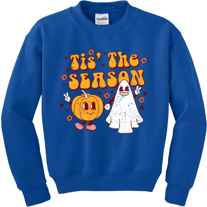 Retro Halloween Tis The Season Halloween Ghost Boy Girl Gift Kids Sweatshirt